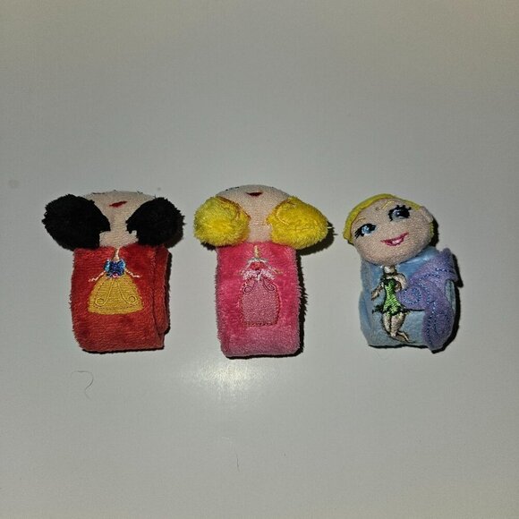 3 Disney Princess Plush Slap Bracelet Lot Snow White Tinkerbell Aurora - Picture 3 of 9